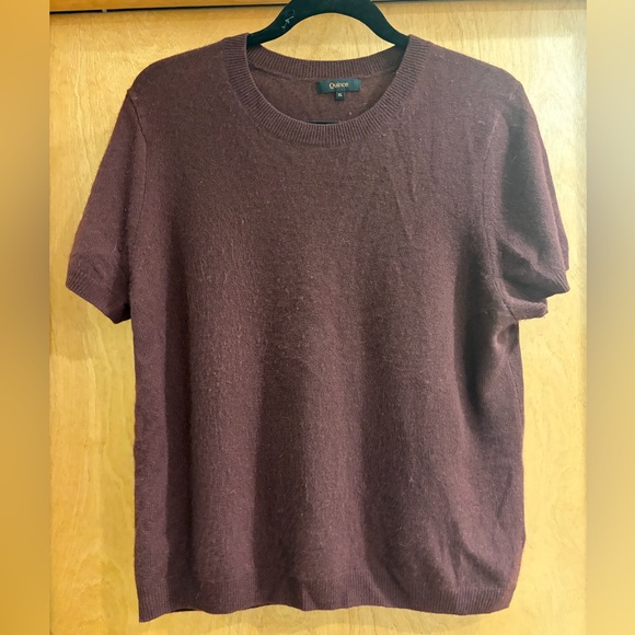 Quince Mongolian Cashmere Tee Burgundy Size XL short sleeve - Picture 2 of 6